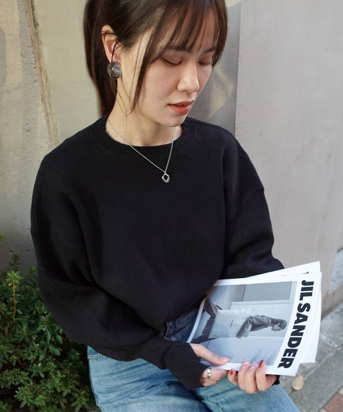 CORNERS（コーナーズ）の「サムホール付きニットプルオーバー（ニット/セーター・レディース・アイボリー/ブラック/ブルー/レッド/ホワイト×ブラック・FREE）」の13枚目の写真