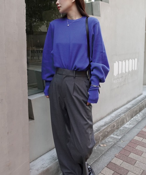 CORNERS（コーナーズ）の「サムホール付きニットプルオーバー（ニット/セーター・レディース・アイボリー/ブラック/ブルー/レッド/ホワイト×ブラック・FREE）」の10枚目の写真