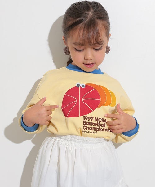 Ocean&Ground（オーシャン&グラウンド）の「プレイフルBIGモチーフロンT（Tシャツ/カットソー・キッズ・オフホワイト/キナリ/イエロー・80/90/95/100/110/120/130/140）」の3枚目の写真