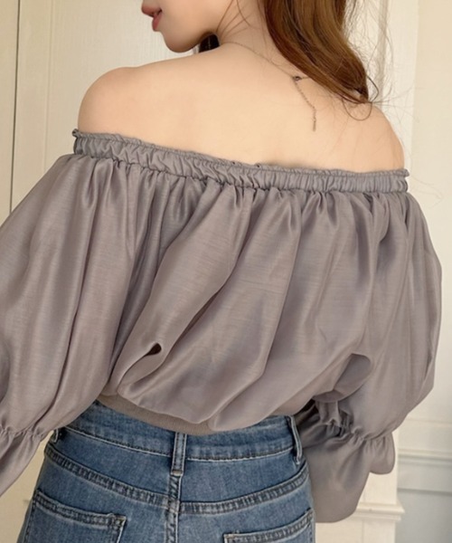 Ada.(エイダ)の「シフォン ふんわり オフショル クロップド トップス(シャツ/ブラウス・レディース・ホワイト/ベージュ/ブラック/ネイビー/グレー/イエロー・M)」の8枚目の写真