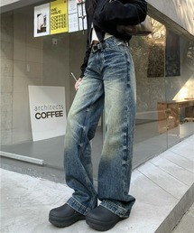 ビンテージカットワイドデニムパンツ