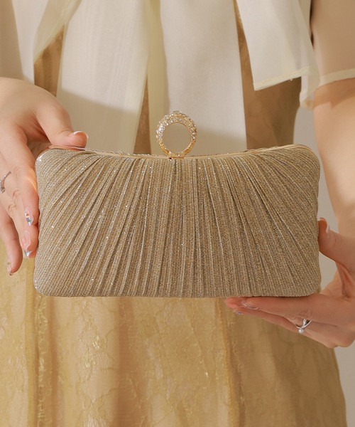 Lace Ladies(レースレディース)の「ラメ プリーツ クラッチ パーティー バッグ(クラッチバッグ・レディース・ブラック/シルバー/ゴールド/グレー・FREE)」の10枚目の写真
