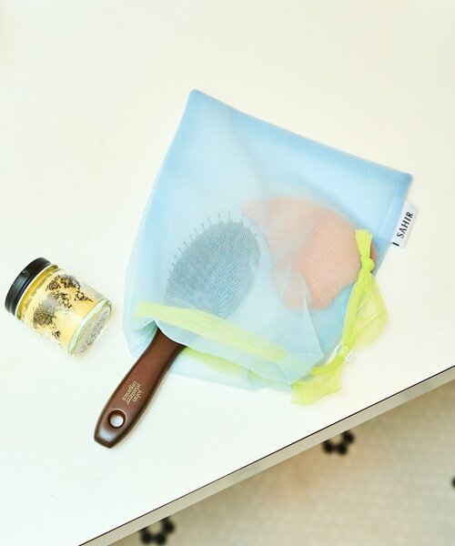 BIRTHDAY BAR（バースデイバー）の「【SAHIR サヒール】Tulle purse チュール巾着ポーチ（ポーチ・レディース・ブルー/カーキ/キャメル/ネイビー/パープル/オレンジ・0）」の8枚目の写真