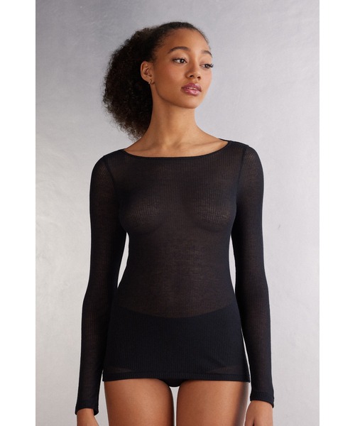 Intimissimi（インティミッシミ）の「Ultranatural カシミヤ混 ロングスリーブ ニット（ニット/セーター・レディース・ブルー/グレー/ブラック/ライトベージュ/ホワイト・L/S/M）」の2枚目の写真