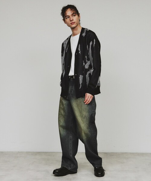 tk.TAKEO KIKUCHI（ティーケータケオキクチ）の「アブストラクトシアーカーディガン（カーディガン/ボレロ・メンズ・ブラック系4/ホワイト系5・03/02）」の9枚目の写真