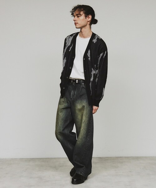 tk.TAKEO KIKUCHI（ティーケータケオキクチ）の「アブストラクトシアーカーディガン（カーディガン/ボレロ・メンズ・ブラック系4/ホワイト系5・03/02）」の10枚目の写真