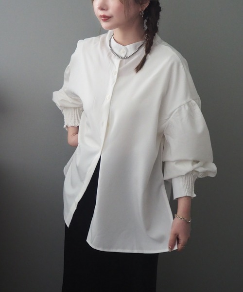 LAULEN(ローレン)の「2way volume sleeve blouse /2way バックボタン ボリュームスリーブ ブラウス(シャツ/ブラウス・レディース・ブラック/アイボリー/ホワイト・FREE)」の2枚目の写真