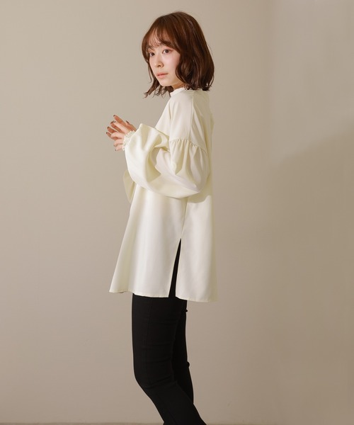 LAULEN(ローレン)の「2way volume sleeve blouse /2way バックボタン ボリュームスリーブ ブラウス(シャツ/ブラウス・レディース・ブラック/アイボリー/ホワイト・FREE)」の3枚目の写真