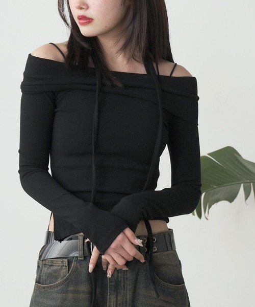 ROOPTOKYO（ループトウキョウ）の「リボン付 オフショルカットソー（Tシャツ/カットソー・レディース・ブルー/ピンク/ホワイト/ブラック・FREE）」の16枚目の写真