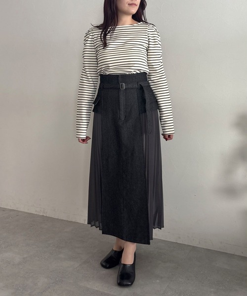 mysty woman(ミスティウーマン)の「異素材プリーツレイヤースカート 320386(スカート・レディース・ブラック/ネイビー・FREE)」の19枚目の写真