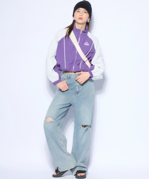 Kappa(カッパ)の「ショート丈 ナイロントラックジャケット(ナイロンジャケット・レディース・パープル/ブラック・SMALL/MEDIUM/LARGE)」の15枚目の写真
