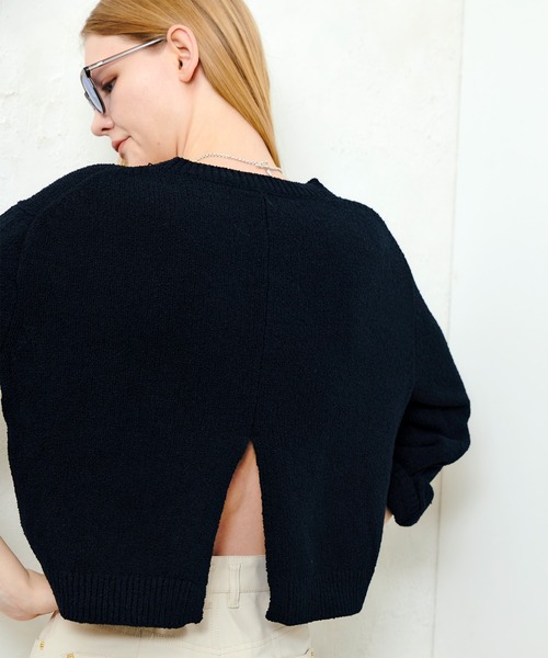 allureville（アルアバイル）の「エアリーループバックスリットプルオーバー（ニット/セーター・レディース・ネイビー/オフホワイト/イエロー・2）」の19枚目の写真