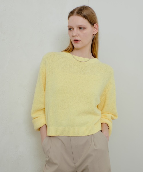 allureville（アルアバイル）の「エアリーループバックスリットプルオーバー（ニット/セーター・レディース・ネイビー/オフホワイト/イエロー・2）」の21枚目の写真