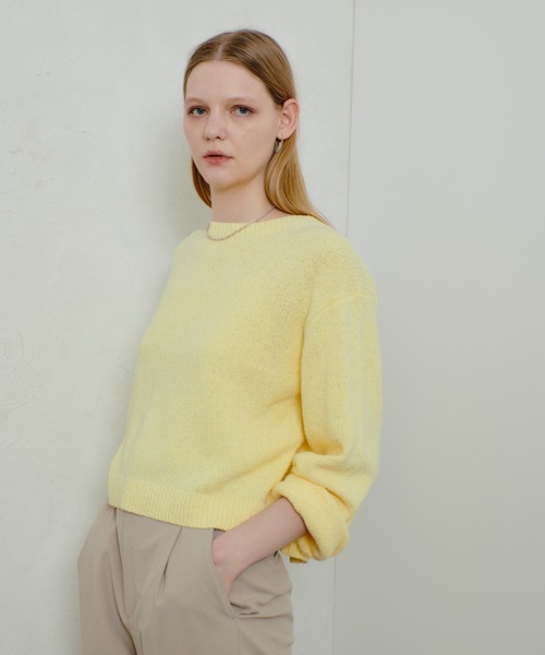 allureville（アルアバイル）の「エアリーループバックスリットプルオーバー（ニット/セーター・レディース・ネイビー/オフホワイト/イエロー・2）」の13枚目の写真