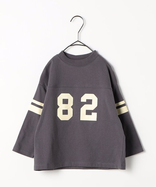 p.premier（ピードットプルミエ）の「【ジュニア対応】イロチ買いしたいフットボール切替長袖Tシャツ（Tシャツ/カットソー・キッズ・ダークグリーン/チャコール/ブラウン/グリーン/ブルー・110/100/140/130/120/90/80）」の2枚目の写真