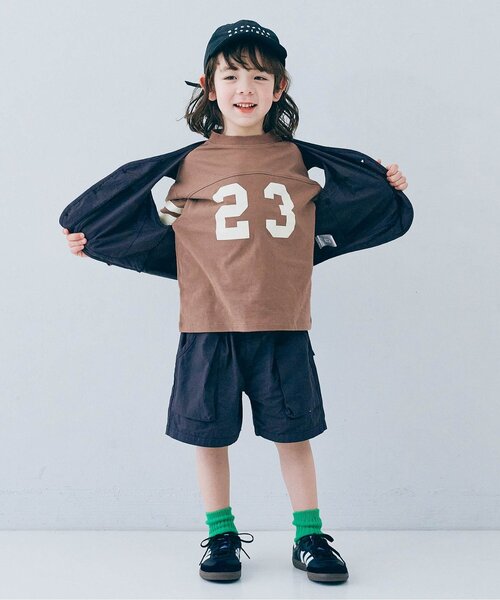 p.premier（ピードットプルミエ）の「【ジュニア対応】イロチ買いしたいフットボール切替長袖Tシャツ（Tシャツ/カットソー・キッズ・ダークグリーン/チャコール/ブラウン/グリーン/ブルー・110/100/140/130/120/90/80）」の6枚目の写真