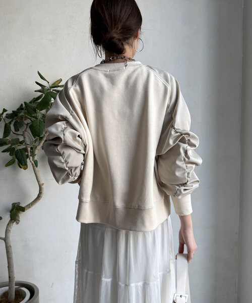 DouDou(ドゥドゥ)の「【WEB限定】 異素材切替ラグランドロストプルオーバー(Tシャツ/カットソー・レディース・グレー/チャコールグレー/アイボリー・FREE)」の11枚目の写真