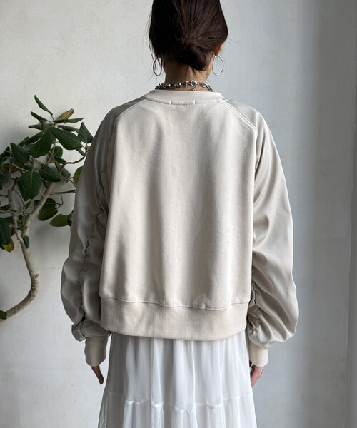 DouDou(ドゥドゥ)の「【WEB限定】 異素材切替ラグランドロストプルオーバー(Tシャツ/カットソー・レディース・グレー/チャコールグレー/アイボリー・FREE)」の14枚目の写真