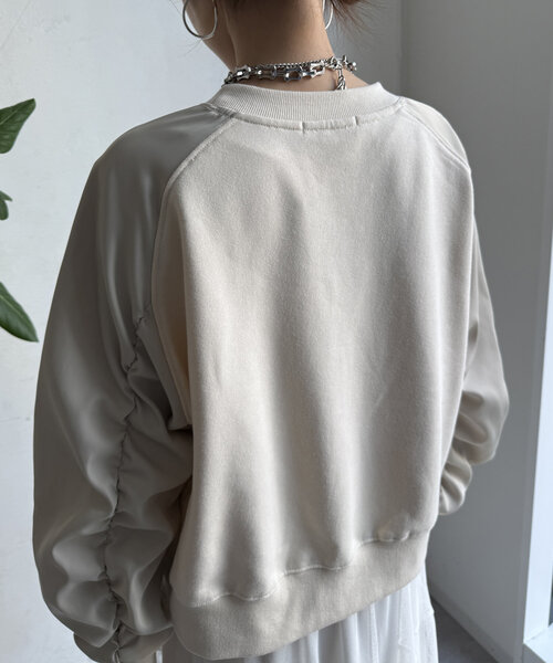 DouDou(ドゥドゥ)の「【WEB限定】 異素材切替ラグランドロストプルオーバー(Tシャツ/カットソー・レディース・グレー/チャコールグレー/アイボリー・FREE)」の15枚目の写真