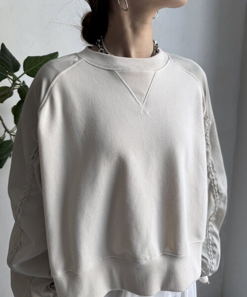 DouDou(ドゥドゥ)の「【WEB限定】 異素材切替ラグランドロストプルオーバー(Tシャツ/カットソー・レディース・グレー/チャコールグレー/アイボリー・FREE)」の16枚目の写真