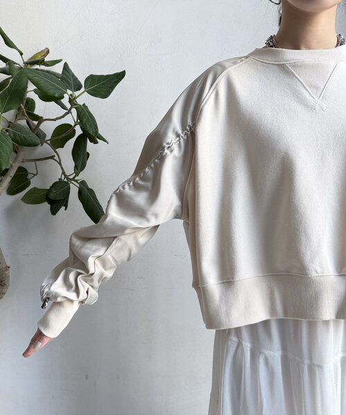 DouDou(ドゥドゥ)の「【WEB限定】 異素材切替ラグランドロストプルオーバー(Tシャツ/カットソー・レディース・グレー/チャコールグレー/アイボリー・FREE)」の17枚目の写真
