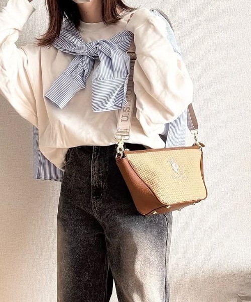 U.S. POLO ASSN.(ユーエスポロアッスン)の「【U.S. POLO ASSN.】 ユーエスポロアッスン バカンス ハーフムーンショルダーバッグ USPA-2701(ショルダーバッグ・レディース・ホワイト/ブラウン/ブラック・FREE)」の5枚目の写真