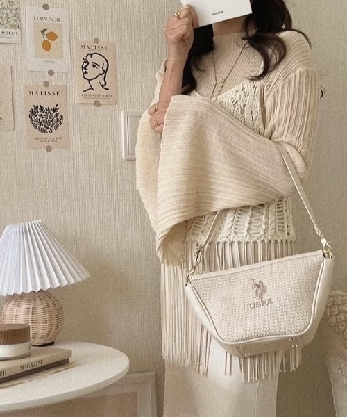 U.S. POLO ASSN.(ユーエスポロアッスン)の「【U.S. POLO ASSN.】 ユーエスポロアッスン バカンス ハーフムーンショルダーバッグ USPA-2701(ショルダーバッグ・レディース・ホワイト/ブラウン/ブラック・FREE)」の16枚目の写真