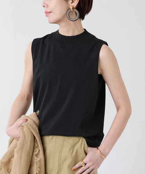 セール】ATON（エイトン）MOCKNECK SLEEVELESS PULLOVER