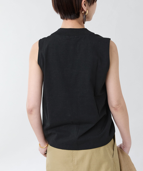ATON(エイトン)の「ATON(エイトン)MOCKNECK SLEEVELESS PULLOVER KKAGGM0113(Tシャツ/カットソー・レディース・ホワイト/ブラック・SMALL)」の6枚目の写真
