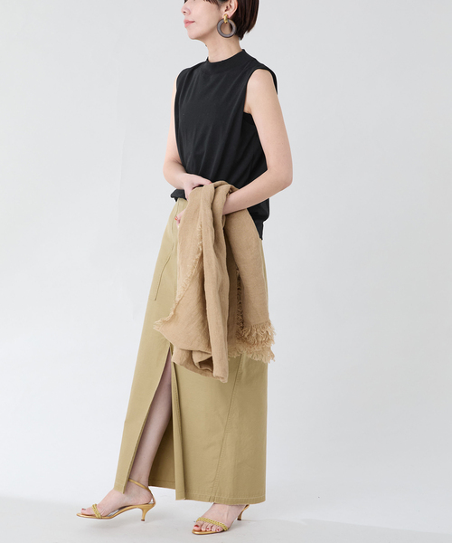ATON(エイトン)の「ATON(エイトン)MOCKNECK SLEEVELESS PULLOVER KKAGGM0113(Tシャツ/カットソー・レディース・ホワイト/ブラック・SMALL)」の8枚目の写真