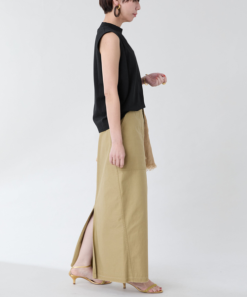 ATON(エイトン)の「ATON(エイトン)MOCKNECK SLEEVELESS PULLOVER KKAGGM0113(Tシャツ/カットソー・レディース・ホワイト/ブラック・SMALL)」の9枚目の写真