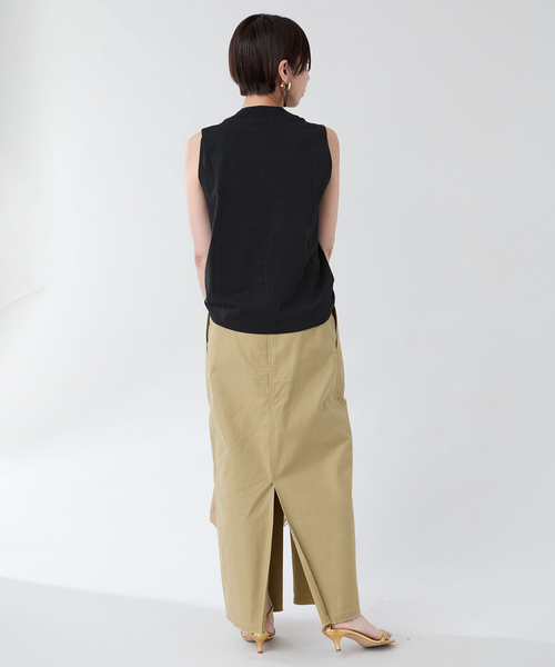 ATON(エイトン)の「ATON(エイトン)MOCKNECK SLEEVELESS PULLOVER KKAGGM0113(Tシャツ/カットソー・レディース・ホワイト/ブラック・SMALL)」の10枚目の写真
