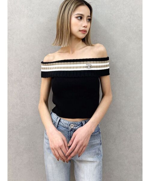 GYDA オフショルニット チャコール 新品未使用 セール】SymmetryGYDAオフショルニットトップス（Tシャツ