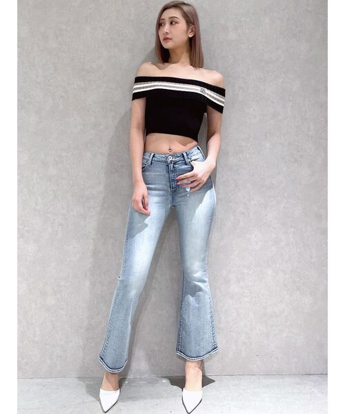 GYDA(ジェイダ)の「SymmetryGYDAオフショルニットトップス(Tシャツ/カットソー・レディース・グレー/オフホワイト/ブラック・FREE)」の10枚目の写真