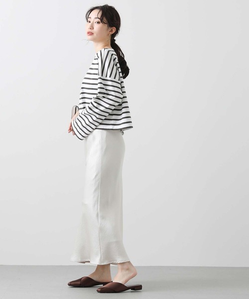 LEMINOR（ルミノール）の「ルミノアボーダーショートカットソー（Tシャツ/カットソー・レディース・ホワイト×ブラウン/ホワイト×ピンク・FREE）」の4枚目の写真