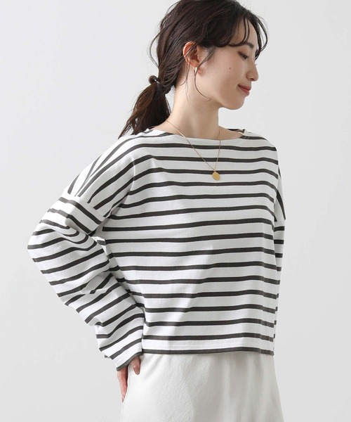 LEMINOR（ルミノール）の「ルミノアボーダーショートカットソー（Tシャツ/カットソー・レディース・ホワイト×ブラウン/ホワイト×ピンク・FREE）」の10枚目の写真