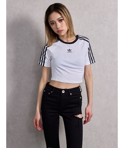 adidas Originals(アディダスオリジナルス)の「adidas oroginals 3S BABY TEE(Tシャツ/カットソー・レディース・オフホワイト/ブラック・MEDIUM)」の14枚目の写真