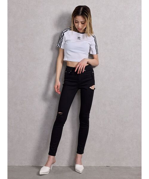 adidas Originals(アディダスオリジナルス)の「adidas oroginals 3S BABY TEE(Tシャツ/カットソー・レディース・オフホワイト/ブラック・MEDIUM)」の4枚目の写真