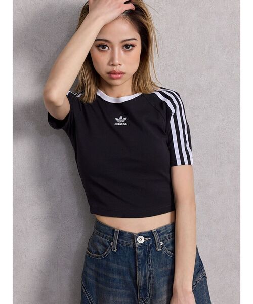 adidas Originals(アディダスオリジナルス)の「adidas oroginals 3S BABY TEE(Tシャツ/カットソー・レディース・オフホワイト/ブラック・MEDIUM)」の7枚目の写真