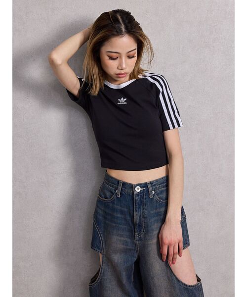 adidas Originals(アディダスオリジナルス)の「adidas oroginals 3S BABY TEE(Tシャツ/カットソー・レディース・オフホワイト/ブラック・MEDIUM)」の8枚目の写真