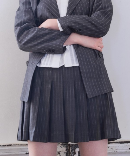セール】Timeless pleated Stripe Skirt タイムレスプリーツ