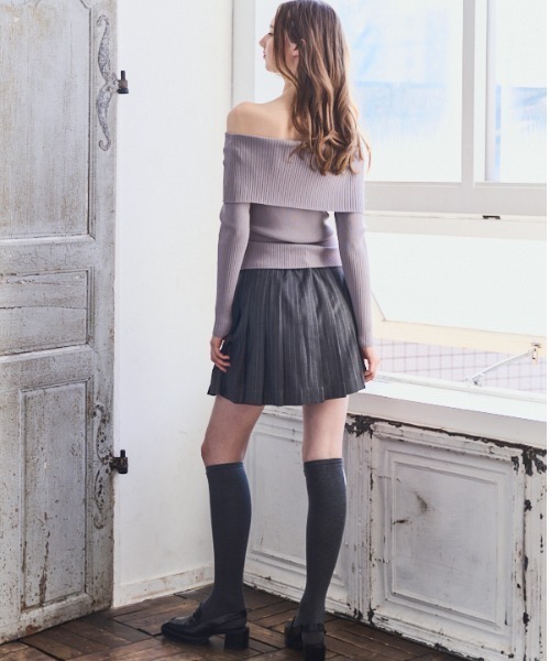 Meline M(メリンエム)の「Timeless pleated Stripe Skirt タイムレスプリーツストライプスカート(スカート・レディース・グレー・FREE)」の3枚目の写真