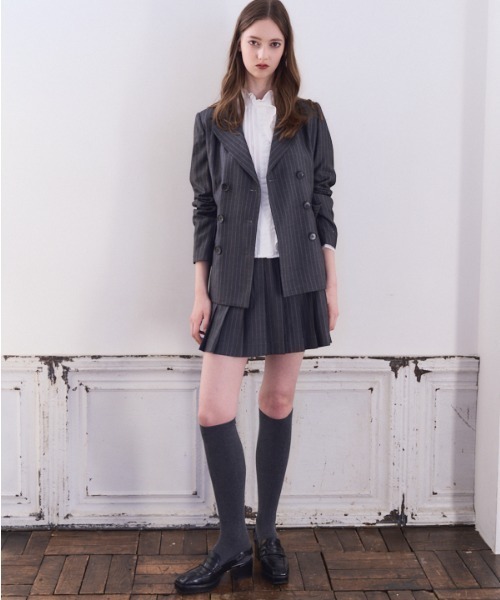 Meline M(メリンエム)の「Timeless pleated Stripe Skirt タイムレスプリーツストライプスカート(スカート・レディース・グレー・FREE)」の14枚目の写真