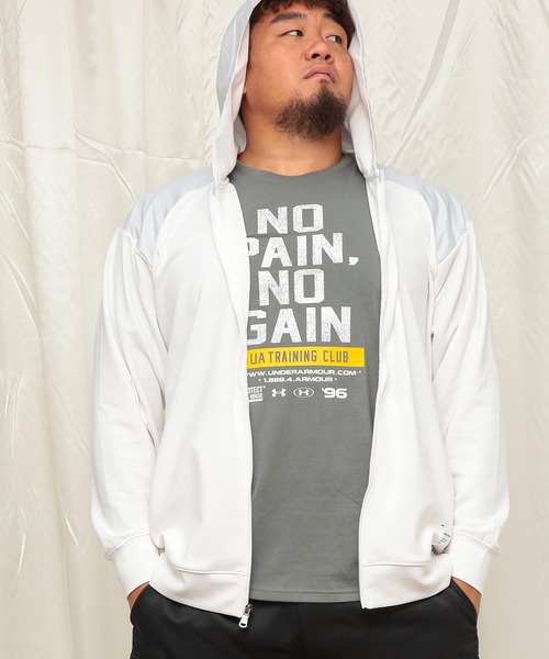 UNDER ARMOUR(アンダーアーマー)の「UNDER ARMOUR (アンダーアーマー) FITTED 切り替え フルジップ パーカー MOTIVATE KNIT FZ HD(パーカー・メンズ・ダークグレー/ホワイト・3XL/4XL/5XL)」の1枚目の写真