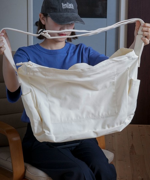 BEN DAVIS(ベンデイビス)の「【BEN DAVIS/ベンデイビス】POCKET BIG CANVAS SHOULDER BAG(ショルダーバッグ・メンズ・ホワイト/ブラック・FREE)」の18枚目の写真