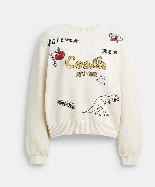 COACH(コーチ)の「スケッチ プリント クルーネック セーター・オーガニック コットン(ニット/セーター・レディース・ホワイト系その他・SMALL/MEDIUM)」の2枚目の写真