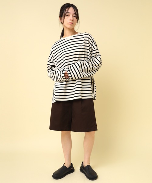 RNA-N(アールエヌエーエヌ)の「M2432 コットンボーダービッグロンT(Tシャツ/カットソー・レディース・ブラック系その他/ブラック×ホワイト/ベージュ系その他/ホワイト×イエロー・FREE)」の16枚目の写真
