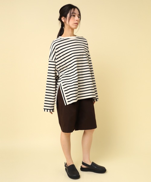 RNA-N(アールエヌエーエヌ)の「M2432 コットンボーダービッグロンT(Tシャツ/カットソー・レディース・ブラック系その他/ブラック×ホワイト/ベージュ系その他/ホワイト×イエロー・FREE)」の17枚目の写真