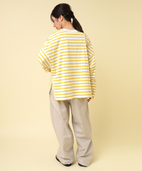 RNA-N(アールエヌエーエヌ)の「M2432 コットンボーダービッグロンT(Tシャツ/カットソー・レディース・ブラック系その他/ブラック×ホワイト/ベージュ系その他/ホワイト×イエロー・FREE)」の19枚目の写真