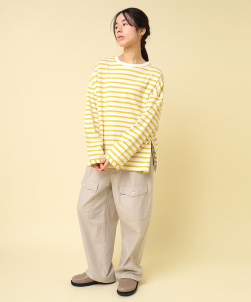 RNA-N(アールエヌエーエヌ)の「M2432 コットンボーダービッグロンT(Tシャツ/カットソー・レディース・ブラック系その他/ブラック×ホワイト/ベージュ系その他/ホワイト×イエロー・FREE)」の18枚目の写真